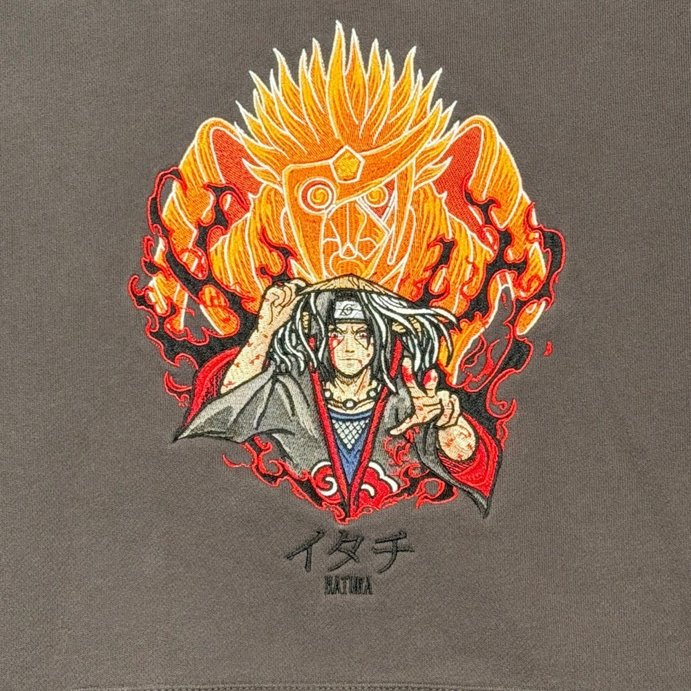 Hatura Clo Itachi Uchiha Crows Edition Hoodie Brown Mens Size Small Naruto Rare